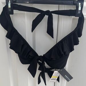 Kenneth Cole Reaction Black Ruffled Bikini Top